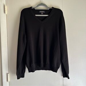 Brooks Brothers Men’s Black V Neck Merino Wool Nylon Spandex Sweater Size Large